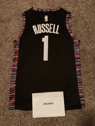 D’ANGELO RUSSELL BROOKLYN NETS CITY EDITION JERSEY MENS SIZE LARGE BLACK BIGGIE 2