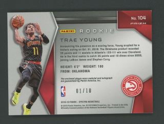 2018 - 19 Spectra Gold Trae Young Hawks RPA RC Rookie Patch AUTO 01/10 2