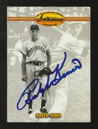 1993 Ted Williams Co.  Ralph Kiner Pittsburgh Pirates Signed Baseball Card Jsa