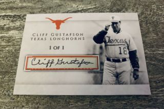 Cliff Gustafson Texas Longhorns Baseball Coach Custom Cut Auto Rookie Card 1/1