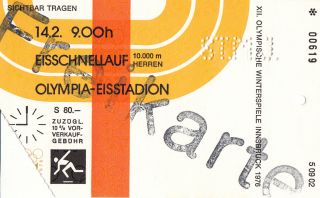 A0178 - 1976 Winter Olympic Ticket Speed Skating