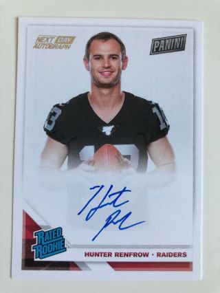 2019 Panini National Rated Rookie Next Day Hunter Renfrow Autograph Auto Card