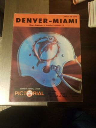 1968 Denver Broncos Afl Football Program Vs Miami Dolphins