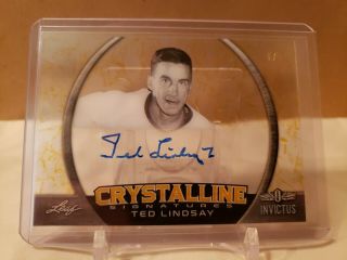 Ted Lindsay 17 - 18 Leaf Invictus Crystalline Auto Gold 1/1 Sp Detroit Red Wings