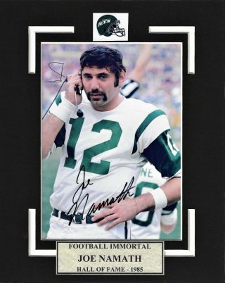 8x10 Blk.  Mat With 5x7 Color Photo Of Joe Namath,  Live Ink Signed