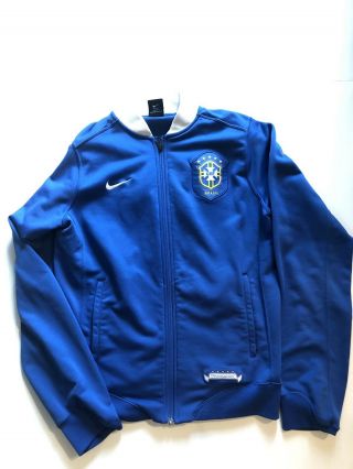 Nike Brazil National Team Track Jacket Mens Large Blue Soccer Full Zip Warmup