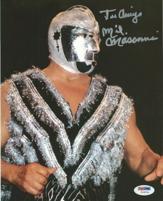 Mil Mascaras Signed Wwe 8x10 Photo Psa/dna Lucha Libre Mask Picture Auto 