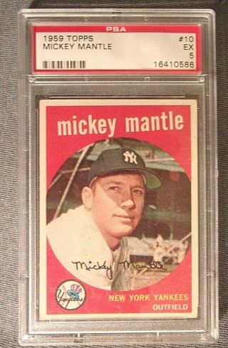 1959 Topps Mickey Mantle 10 Psa 5