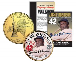 Jackie Robinson Hall Of Fame Legends Colorized Ny Quarter Gold Plated Coin