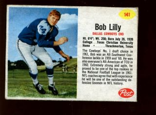 1962 Post Cereal Football Card 141 Bob Lilly Rookie Ex