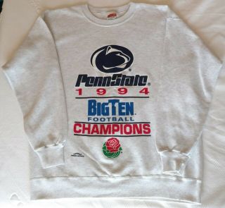 Penn State Big Ten Football Champions Rose Bowl 1994 Grey Sweatshirt Size Large