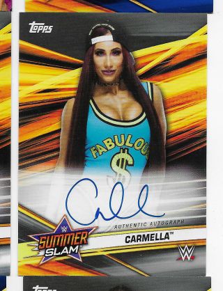2019 Topps Wwe Summerslam Autographs Silver Oc - Cm Carmella On Card Auto 13/25