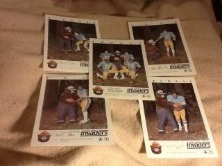 1984 Oakland Invaders - Smokey The Bear - Complete Set Of 5 Cards - Scarce