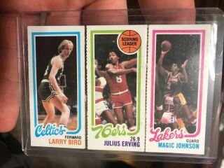 1980 - 81 Topps Magic Johnson Larry Bird Rc Rookie Hof Split Detached