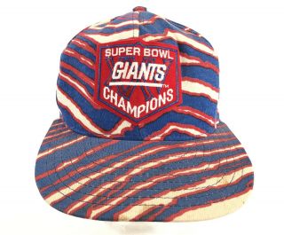 Vintage 1991 Zubaz Bowl Xxv Snapback Hat Cap - Giants / Bills 90 