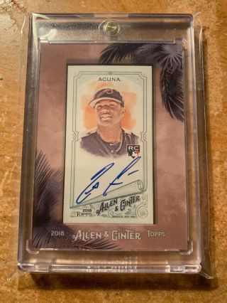 2018 Topps Allen & Ginter Ronald Acuna Jr.  Framed Mini On Card Auto Rc Braves Sp