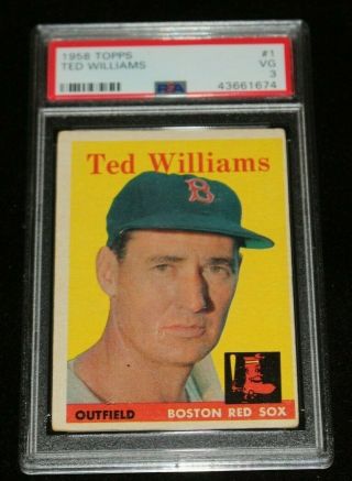 1958 Topps Ted Williams Baseball Card 1,  Psa 3 Vg,  43661674