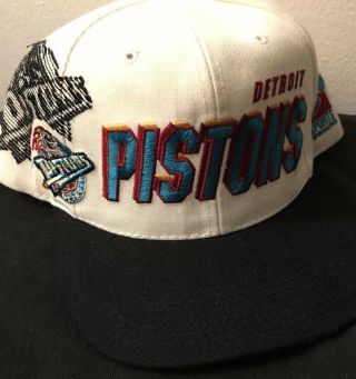 Vintage Detroit Pistons Nba Sports Specialties 90s Snapback Hat Cap White Teal