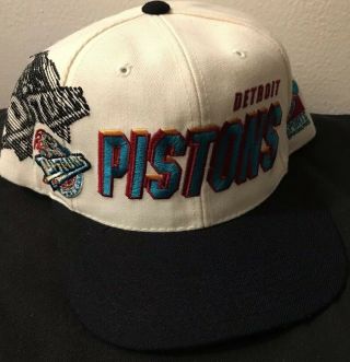 Vintage Detroit Pistons NBA Sports Specialties 90s Snapback Hat Cap White Teal 2