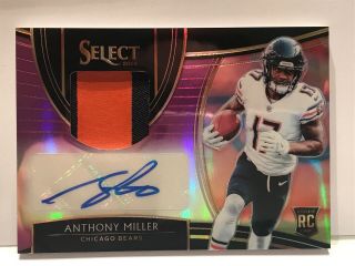 16/49 Anthony Miller 2018 Select Purple Rpa Rookie Patch Auto Autograph Bears