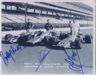 1969 Indianapolis 500 Front Row Aj Foyt Mario Andretti Bobby Unser Winner Signed