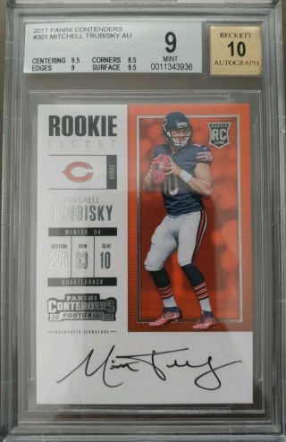 Mitchell Trubisky 2017 Panini Contenders Rookie Auto Bgs 9 10 Rc