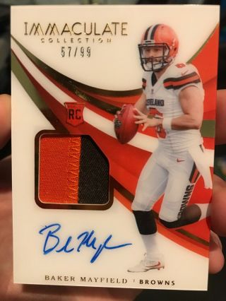 2018 Immaculate Baker Mayfield Browns Rpa Rc Rookie Patch Auto 57/99 