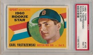 Carl Yastrzemski 1960 Topps 148 Rc Rookie Star Boston Red Sox Hof Psa 7 Nm