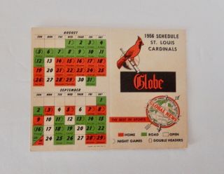 1956 St.  Louis Cardinals Home & Away Games Pocket Schedule Global News Unfolded