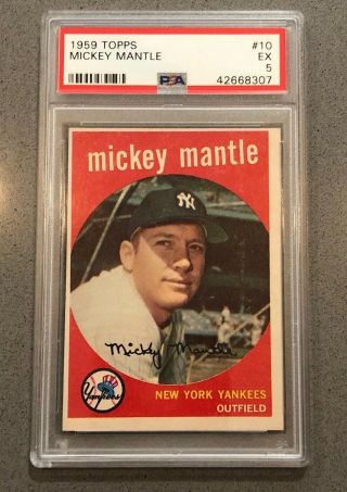 1959 Topps Mickey Mantle 10 Psa 5 York Yankees