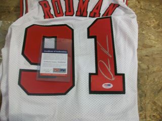 Autographed/signed Dennis Rodman White Bulls Basketball Jersey Psa/dna Auto