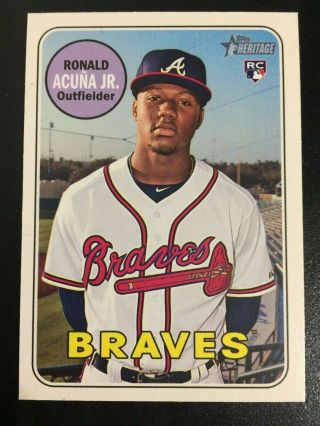 Ronald Acuna Jr.  2018 Topps Heritage Update Rookie Card 580 Atlanta Braves