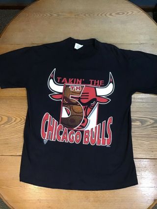 Vintage Chicago Bulls Nba Championship Takin The 5th T Shirt Size Men’s Xl