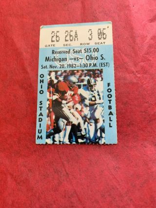 1982 Michigan Ohio State College Football Ticket Stub Schembechler