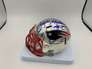 Curtis Martin Signed England Patriots Chrome Mini Helmet Roy Hof Insc