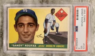 1955 Topps Sandy Koufax Rookie Card 123 High End Psa 3 Vg Centered Dodgers