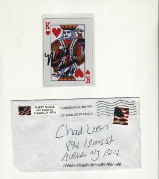 Marty Amsler Chicago Bears Autographed Playing Card With Envelope