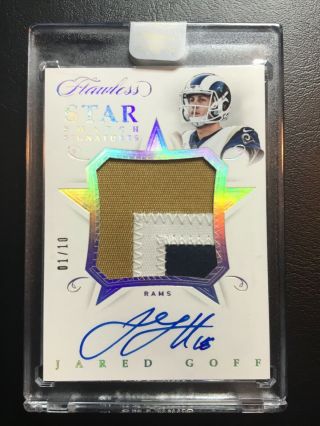 2018 Flawless Star Swatch Signatures - Jared Goff - 3 Color Patch Auto 1/10