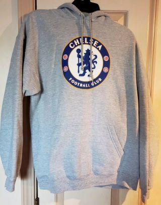 Chelsea Football Club Soccer Official Grey Hoodie Pullover Mens Size Large