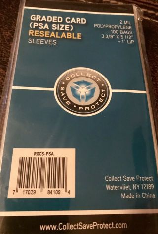 Psa Graded Card Poly Bags 100 Sleeves
