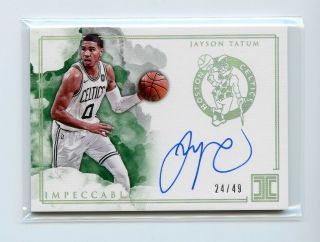 Jayson Tatum 2018 - 19 Panini Noir Auto Autograph Team Set Sp 24/49 Boston Celtics