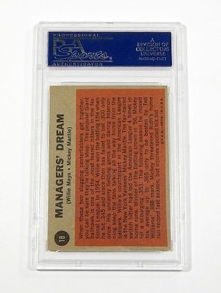 1962 Topps Mickey Mantle Willie Mays Managers ' Dream 18 PSA 6 2