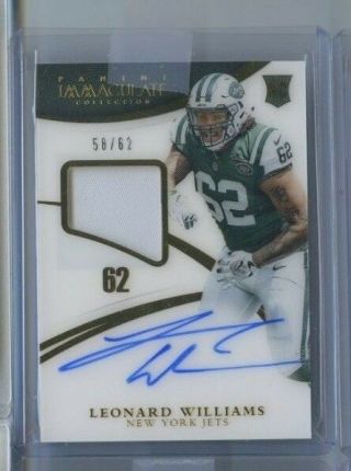 Leonard Williams 58/62 Jersey Rc Patch Auto Acetate 2015 Immaculate