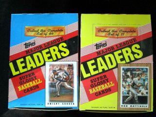 2 Box Wax Pack Topps 1986 1987 Major League Leaders Glossy Baseball Cards