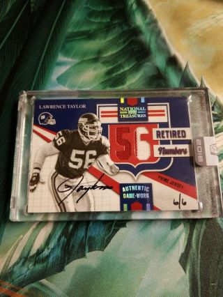 2009 Panini National Treasures Retired Numbers Lawrence Taylor Auto Jersey 6/6