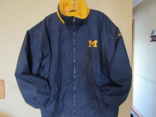 Columbia University Of Michigan L Winter Jacket Blue Yellow Full Zip Up Pockets