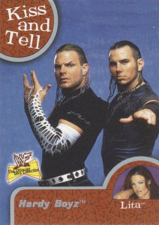 The Hardy Boyz & Lita 2001 Fleer Wwe Divas Kiss And Tell Insert 9kt Boys