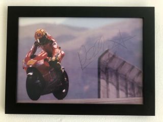 Hand Signed Valentino Rossi With Framed Autographed Photo Motogp