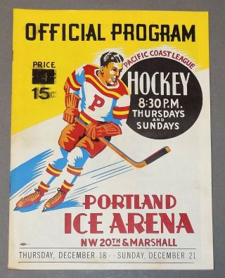 1948 Souvenir Program Pacific Coast League Hockey Portland Eagles Pcl Tacoma Nw