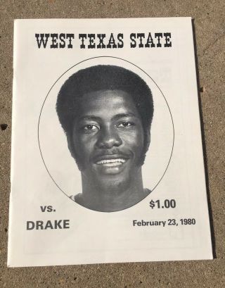 Vtg 1980 West Texas State Men’s Basketball Program Vs Drake Terry Adolph Wtamu